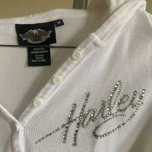 Harley Davidson hooded M white long sleeve white thermal